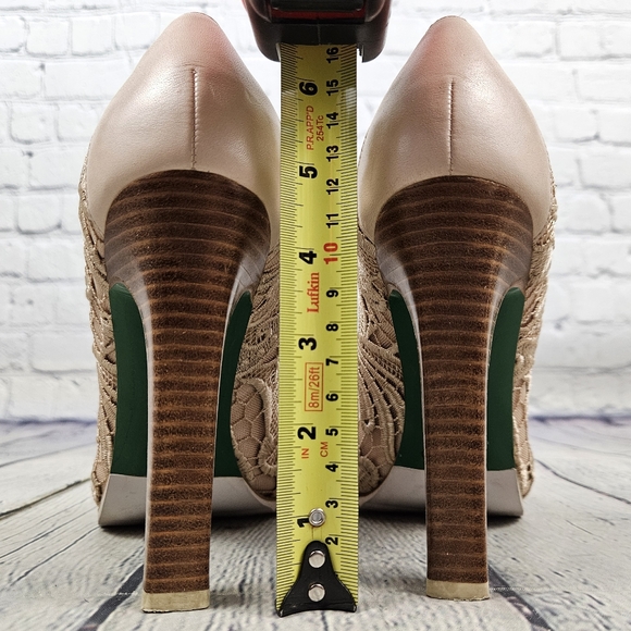 LISA for DONALD J. PLINER | Rawna lace overlay stacked heel shoes - Picture 7 of 11